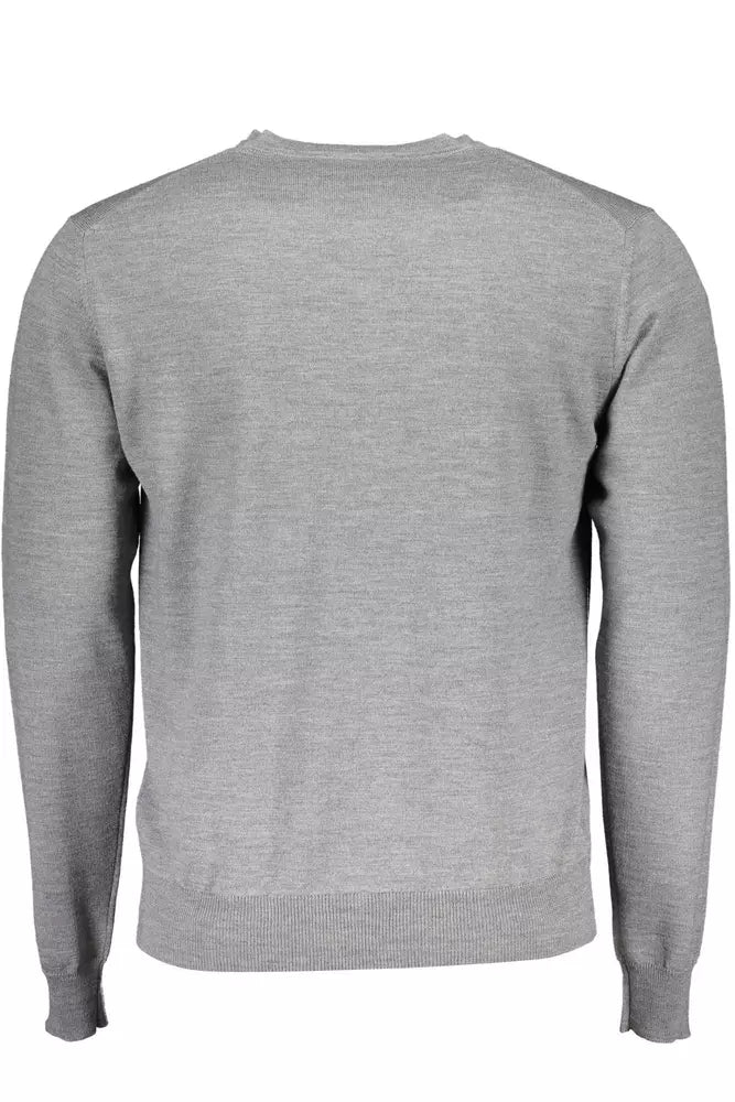 Harmont & Blaine Elegant V-Neck Wool Sweater in Gray