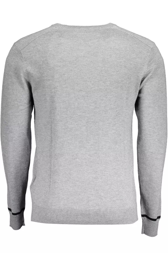 Guess Jeans Chic Gray Wool-Blend Round Neck Sweater