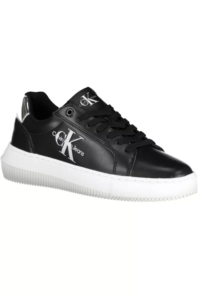 Calvin Klein Sleek Black Lace-Up Sneakers with Contrasting Details