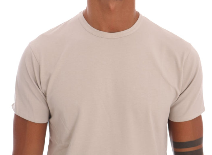 Daniele Alessandrini Beige Cotton Blend Crew Neck Tee