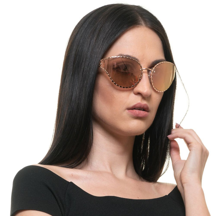 Roberto Cavalli Rose Gold Oval Mirrored Sunglasses