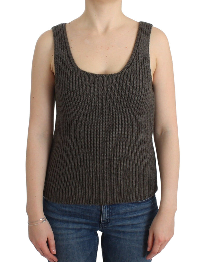 Ermanno Scervino Chic Gray Knit Crew Neck Top