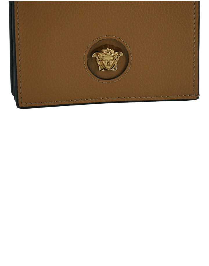 Versace Elegant Compact Leather Wallet in Brown