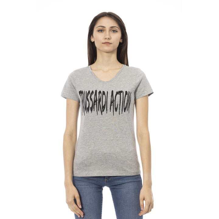 Trussardi Action Gray Cotton Women Tee