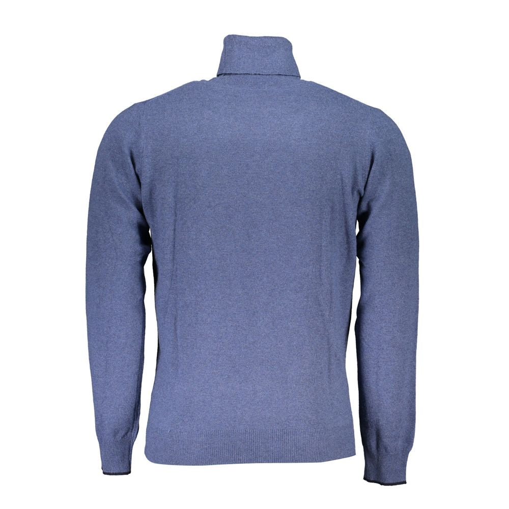 North Sails Elegant Blue Turtleneck Sweater with Embroidery