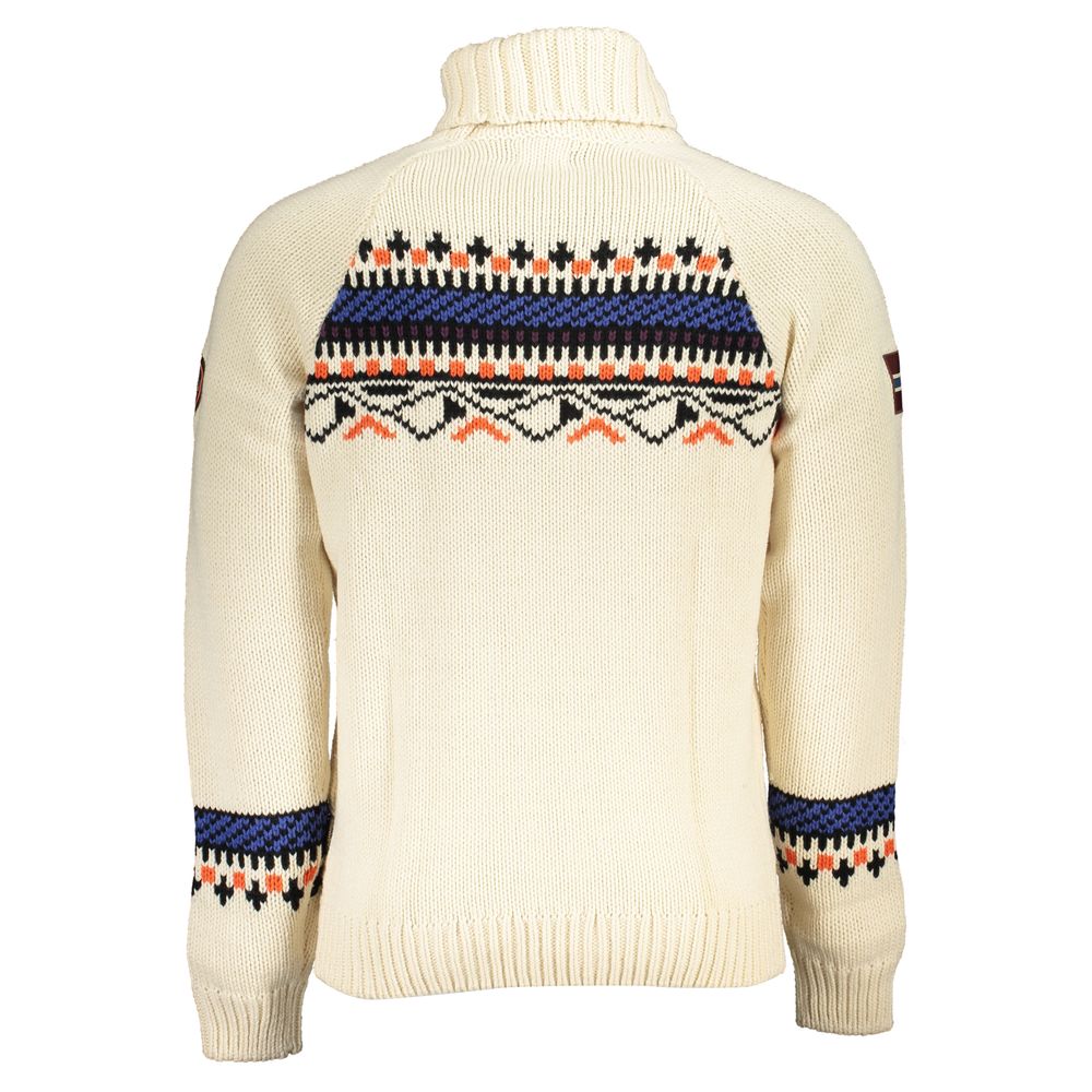 Napapijri Beige High Neck Sweater with Contrast Details