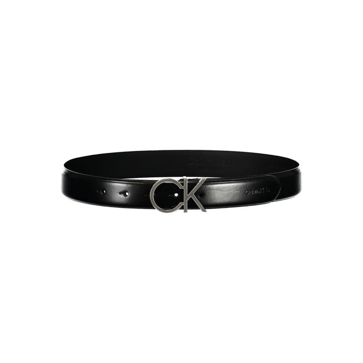 Calvin Klein Elegant Black Leather Belt with Metal Buckle