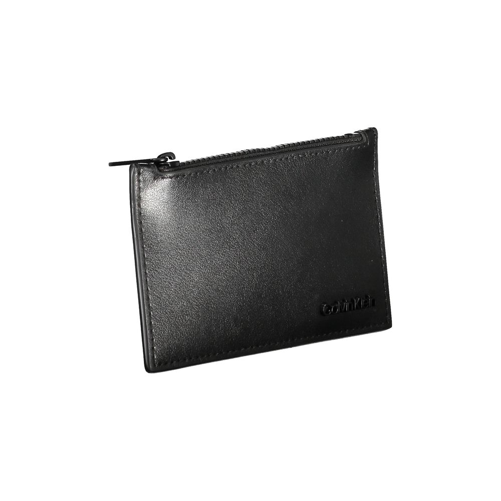 Calvin Klein Elegant Leather Zip Wallet in Timeless Black