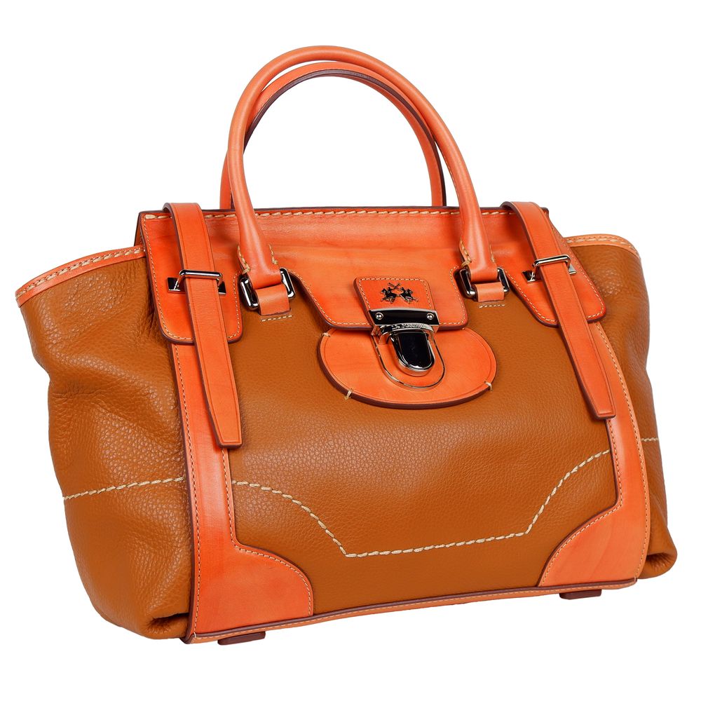 La Martina Orange Leather Handbag