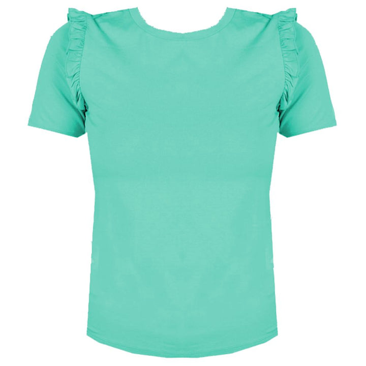 Patrizia Pepe Ruffled Shoulder Crew-neck Chic Top