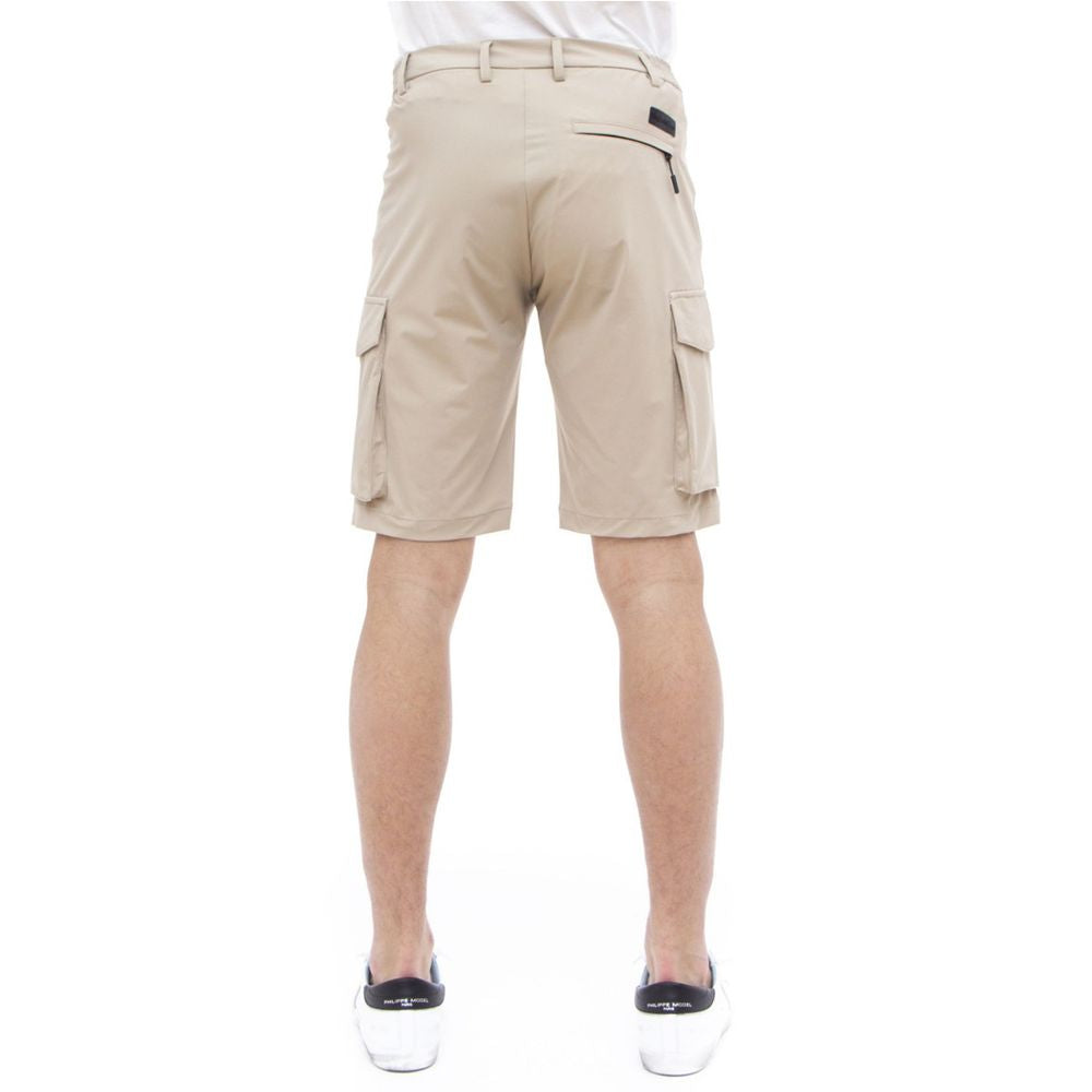 People Of Shibuya Beige Stretch Bermuda Cargo Shorts