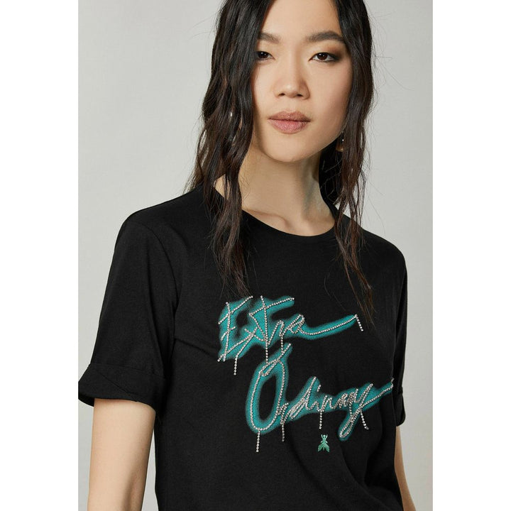 Patrizia Pepe Glam Rhinestone Cotton Tee