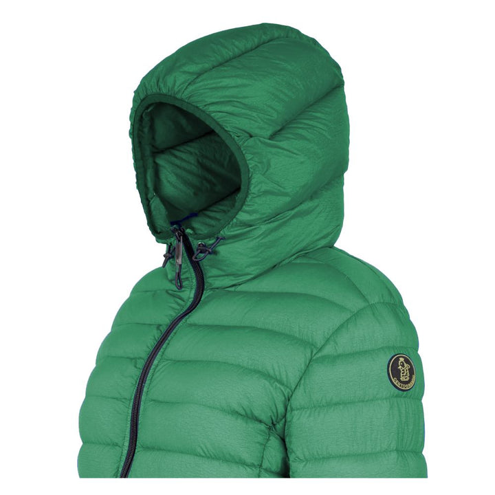 Centogrammi Chic Hooded Down Nylon Jacket in Lush Green