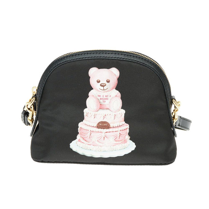 Moschino Couture Chic Teddy Bear Print Clutch with Calfskin Strap