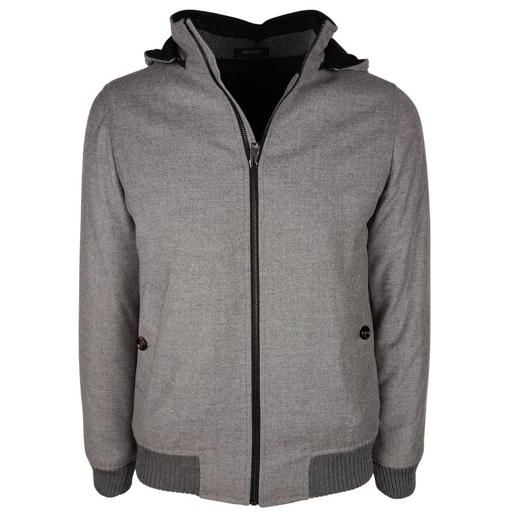 Made in Italy Elegant Wool-Cashmere Men's Jacket with Hood