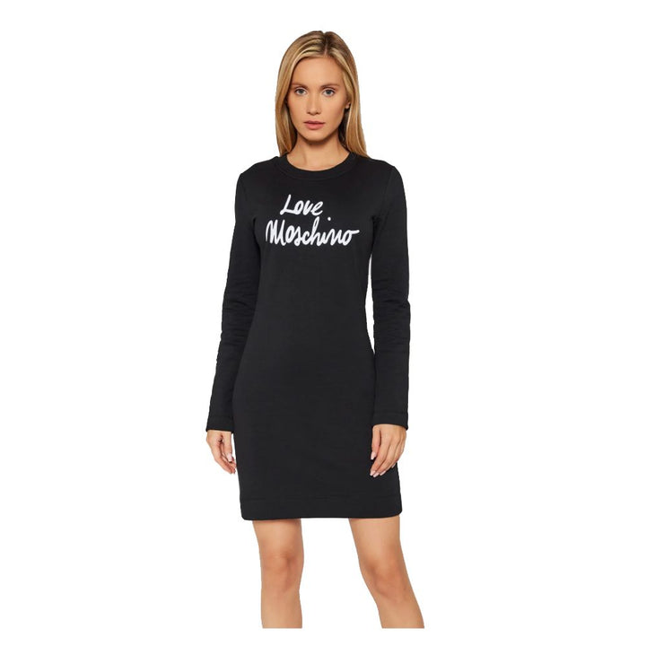 Love Moschino Chic Embossed Logo Cotton Blend Dress