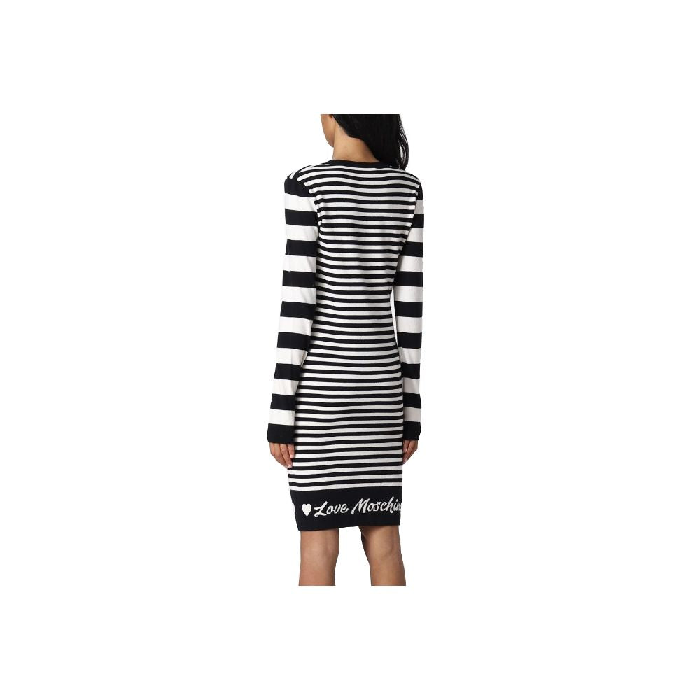 Love Moschino Elegant Striped Knit Dress with Long Sleeves