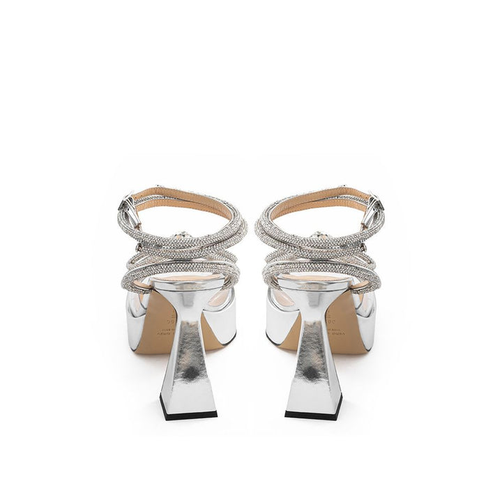 MACH & MACH Elegant Silver Leather Platforms