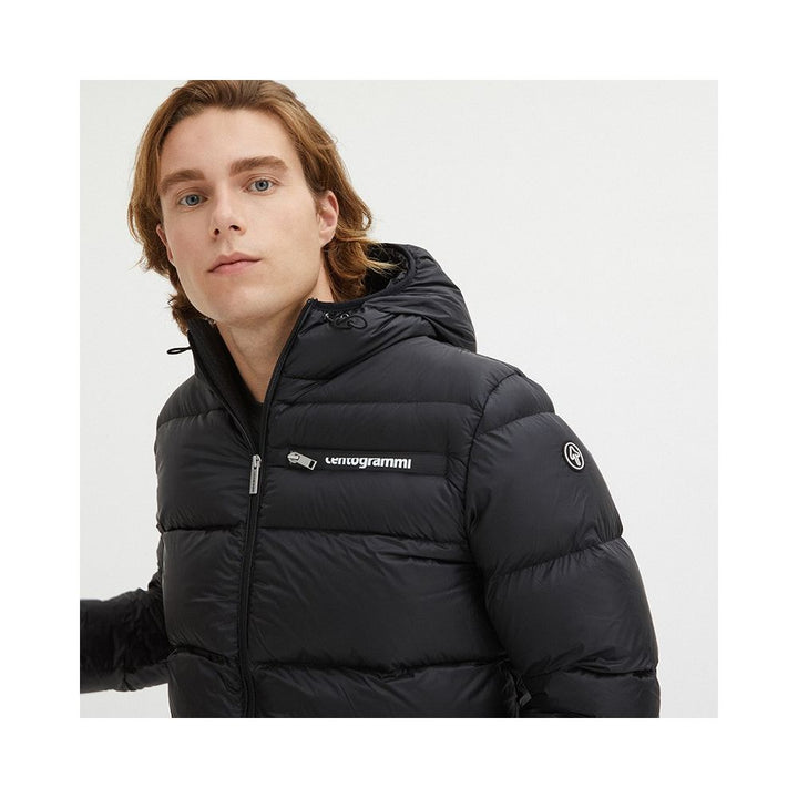 Centogrammi Sleek Black Goose Down Hooded Jacket