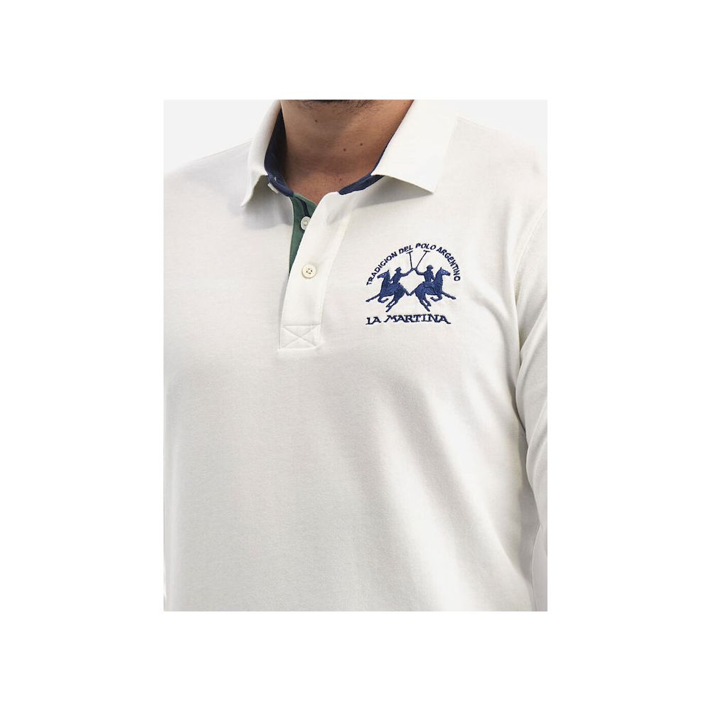 La Martina White Cotton Polo Shirt