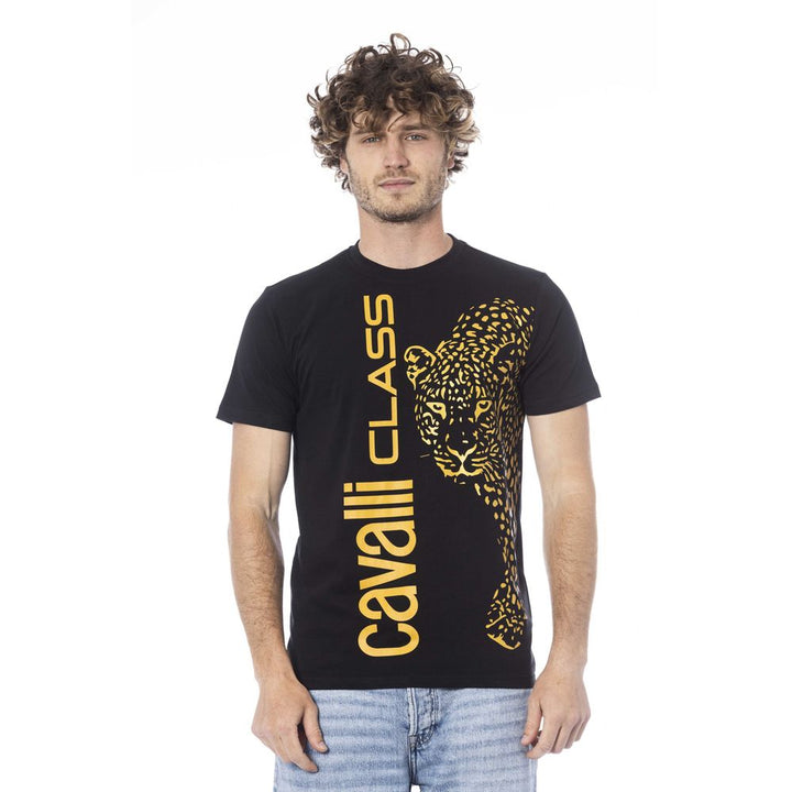 Cavalli Class Black Cotton Men T-Shirt