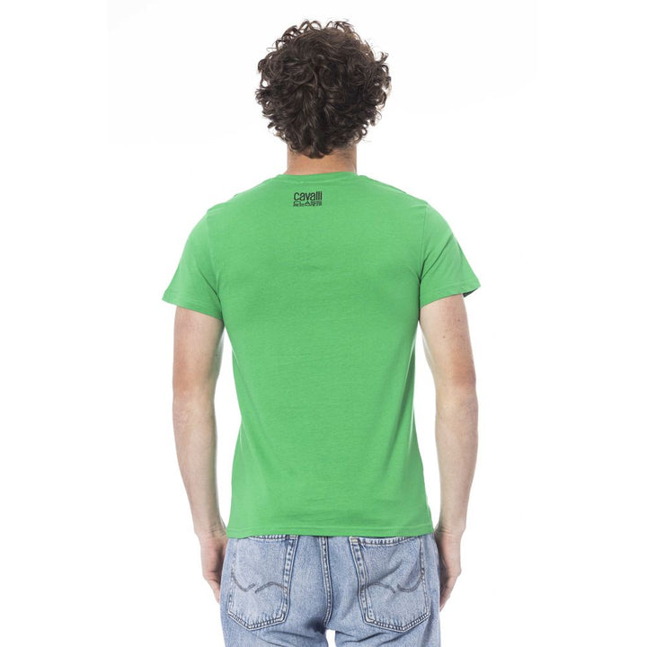 Cavalli Class Green Cotton Men T-Shirt