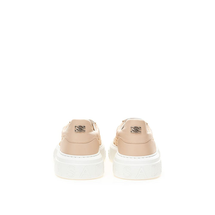 Casadei Chic Beige Leather Sneakers