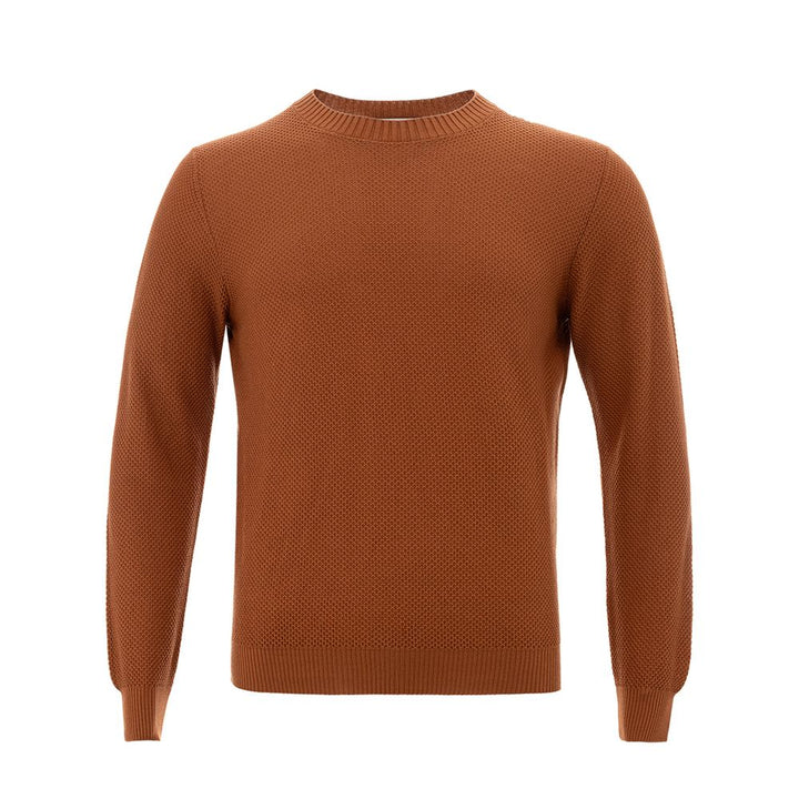 Gran Sasso Elegant Cotton Crewneck Sweater in Rich Brown