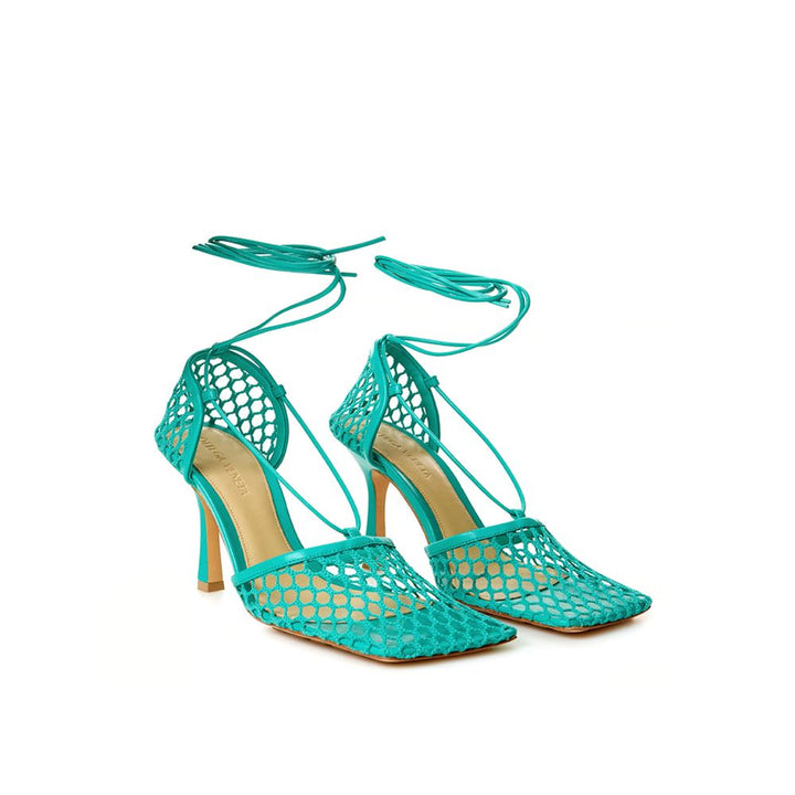 Bottega Veneta Green Cotton Leather Sandal