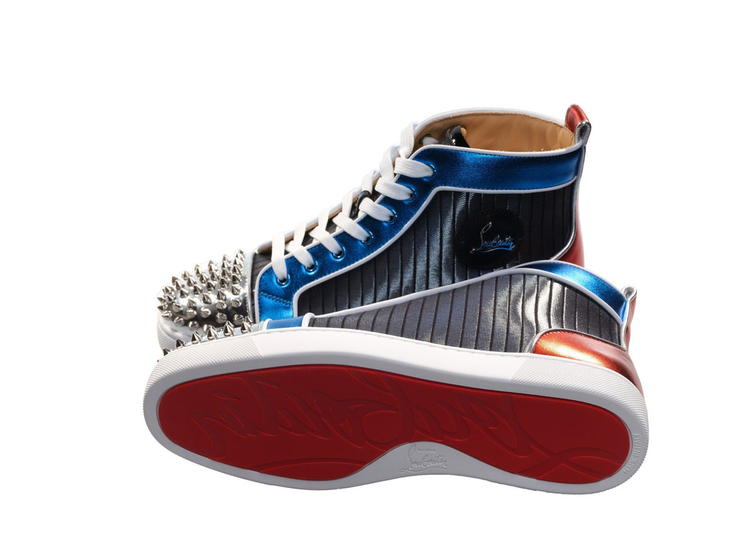 Christian Louboutin Louis Spikes Orlato Flat Multi Coloured Leather High Top Sneakers