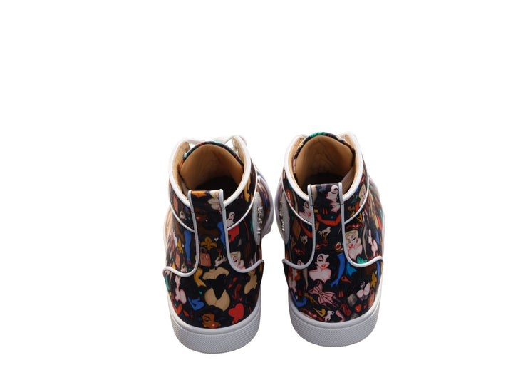 Christian Louboutin Louis Orlato Flat Crepe Satin Multicolour Limited edition Dr Bored Print High Top Sneakers