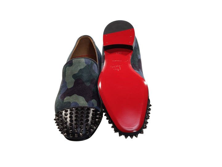 Christian Louboutin Spooky Flat Camouflage and Studded Slip On Shoes