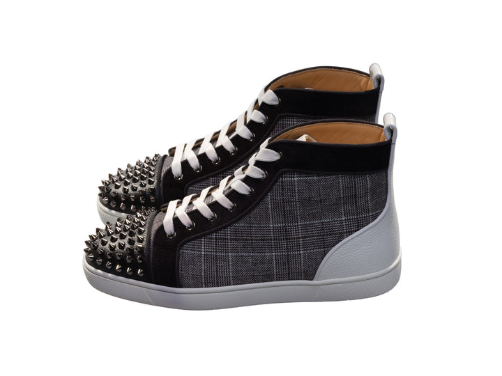 Christian Louboutin Lou Spikes Orlato Flat Contrast and Studded High Top Sneakers