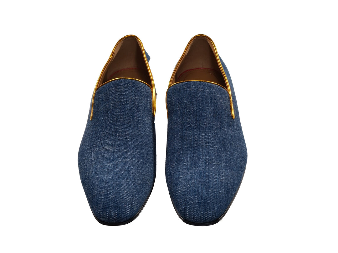 Christian Louboutin Colannaki Flat Denim with Brandy Trim Shoes