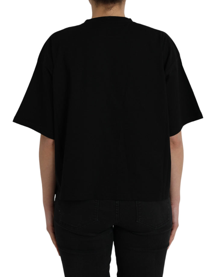 Balenciaga Black Cotton Logo Crew Neck Short Sleeves T-shirt