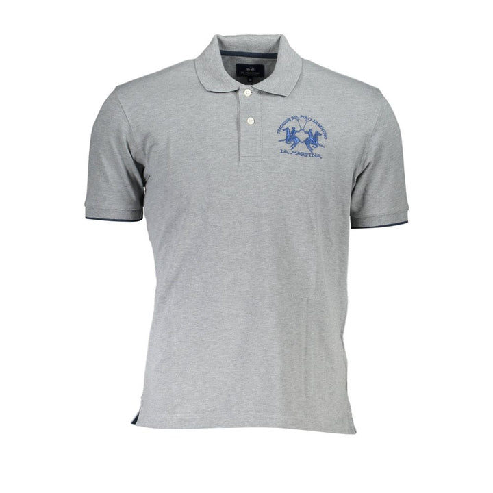 La Martina Elegant Gray Polo with Contrasting Details