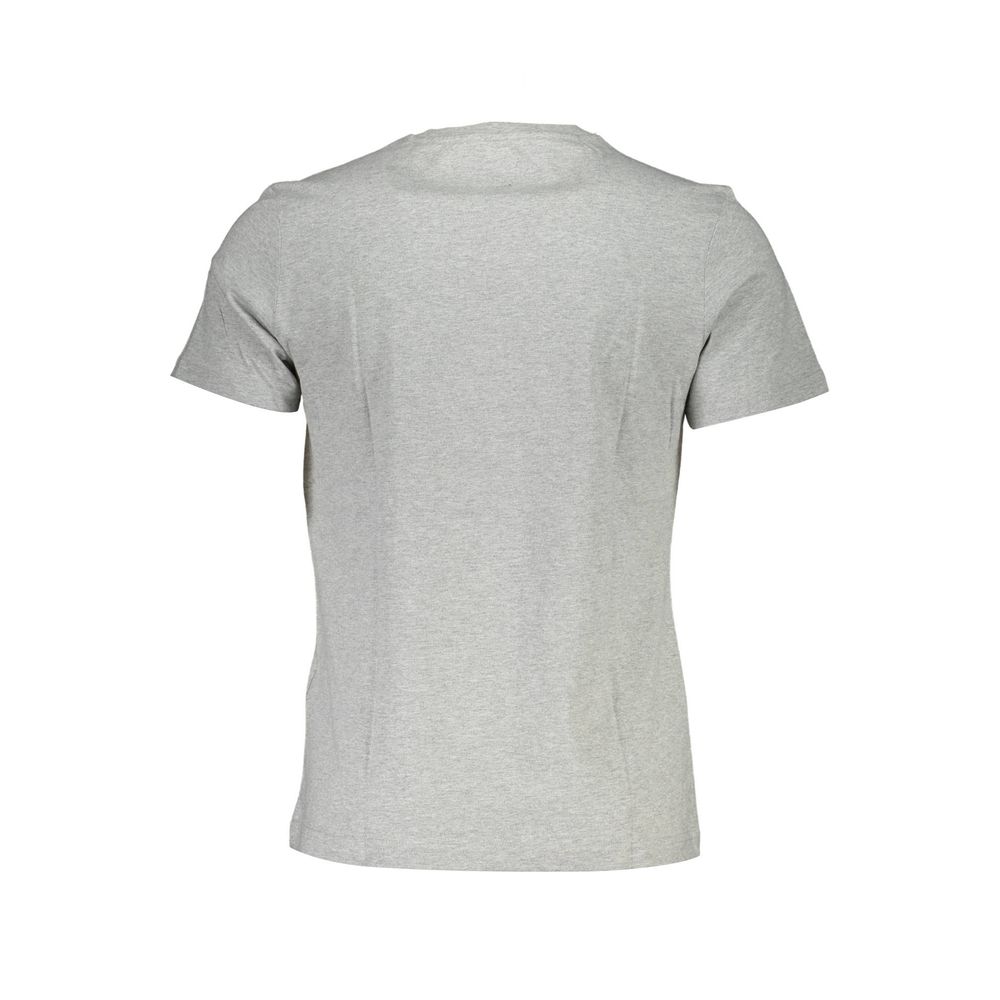 La Martina Elegant Gray Cotton Tee with Signature Print