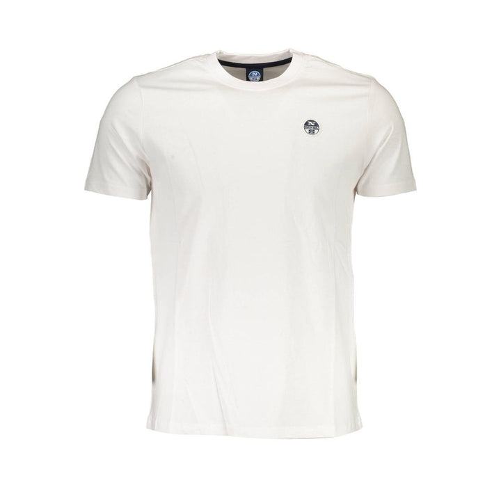 North Sails Sleek White Round Neck Tee with Logo Detail