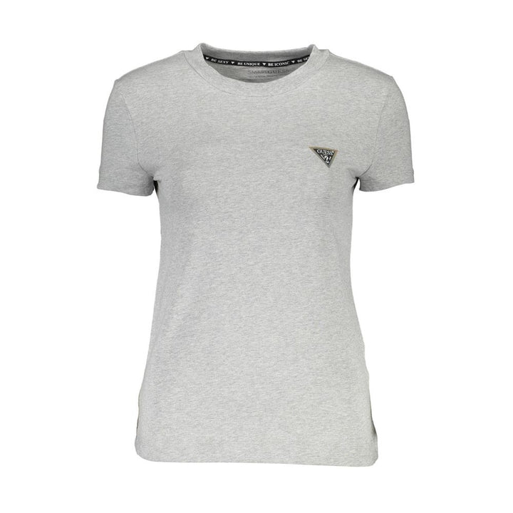 Guess Jeans Chic Gray Crew Neck Logo Tee