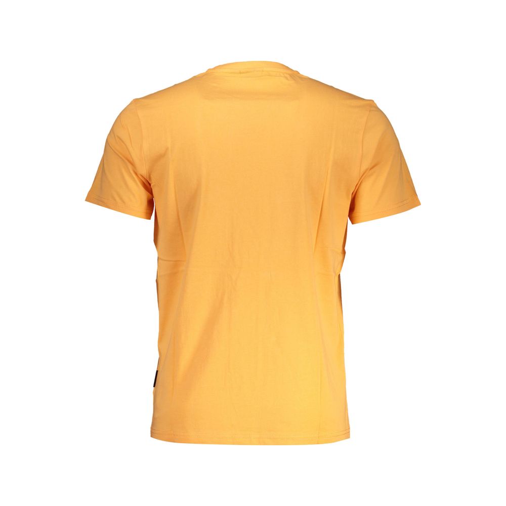 Napapijri Orange Cotton Tee with Signature Embroidery