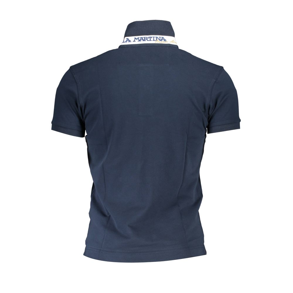 La Martina Elegant Slim-Fit Blue Polo with Contrasting Details