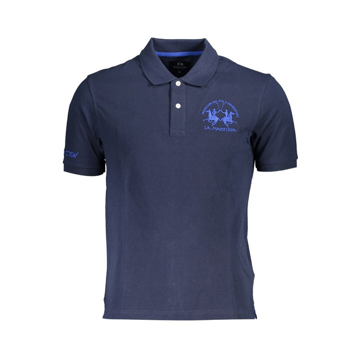 La Martina Elegant Blue Cotton Polo Shirt