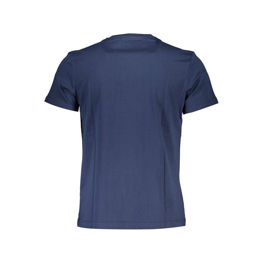 La Martina Elegant Blue Cotton Tee with Signature Print