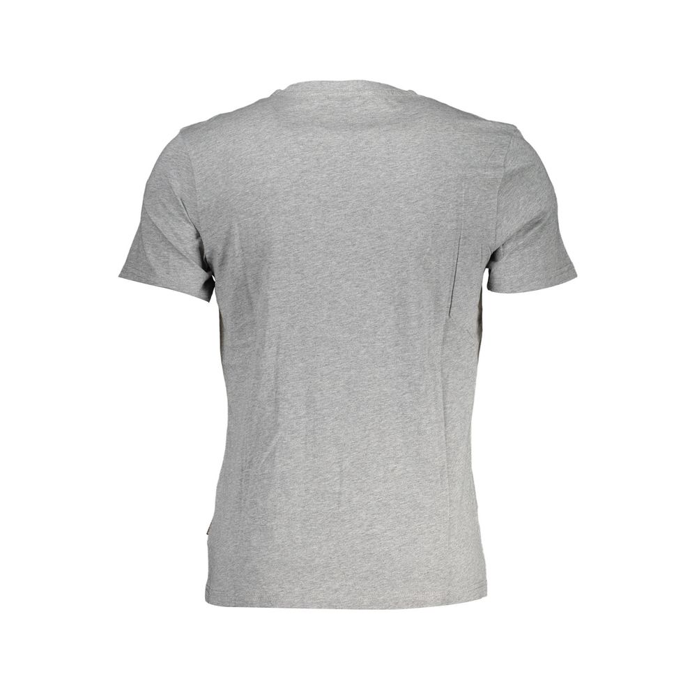 Napapijri Classic Gray Cotton Tee with Signature Print