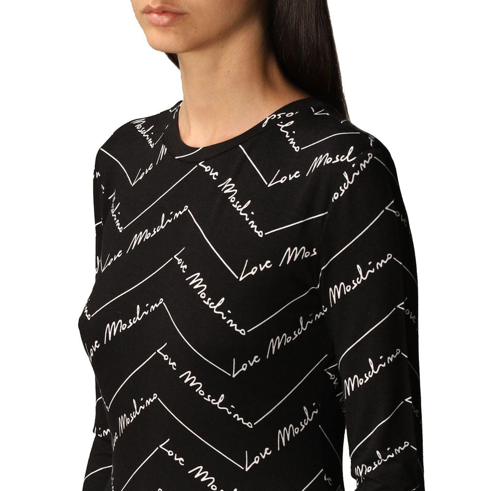 Love Moschino Elegant Long-Sleeved Logo Print Tee