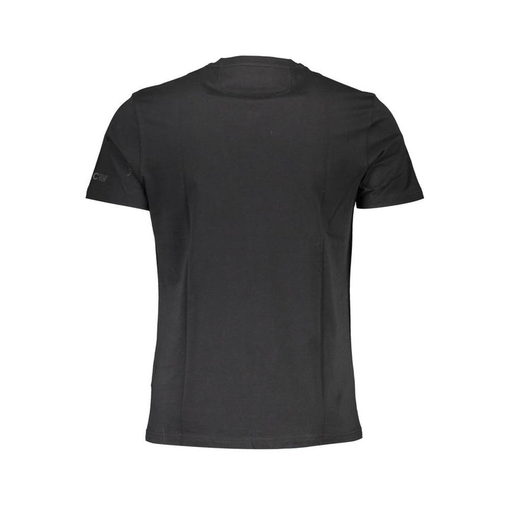 La Martina Sleek Black Cotton Tee with Elegant Print