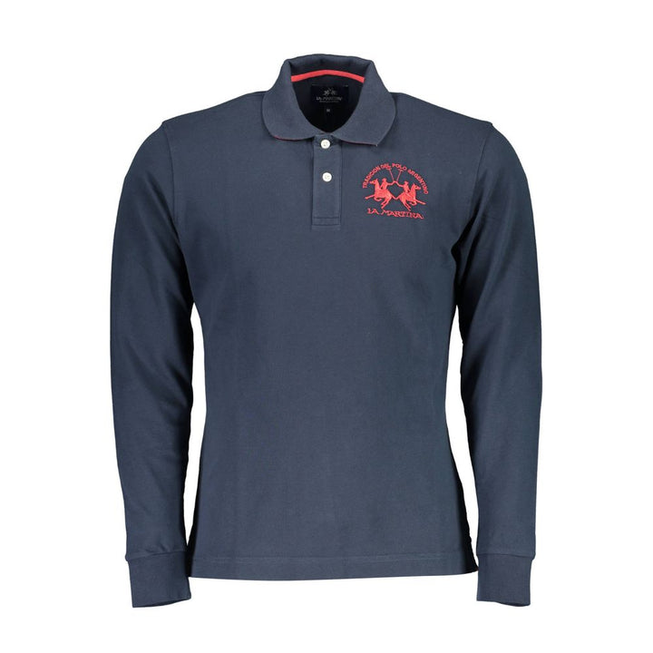 La Martina Classic Blue Long-Sleeve Polo Elegance