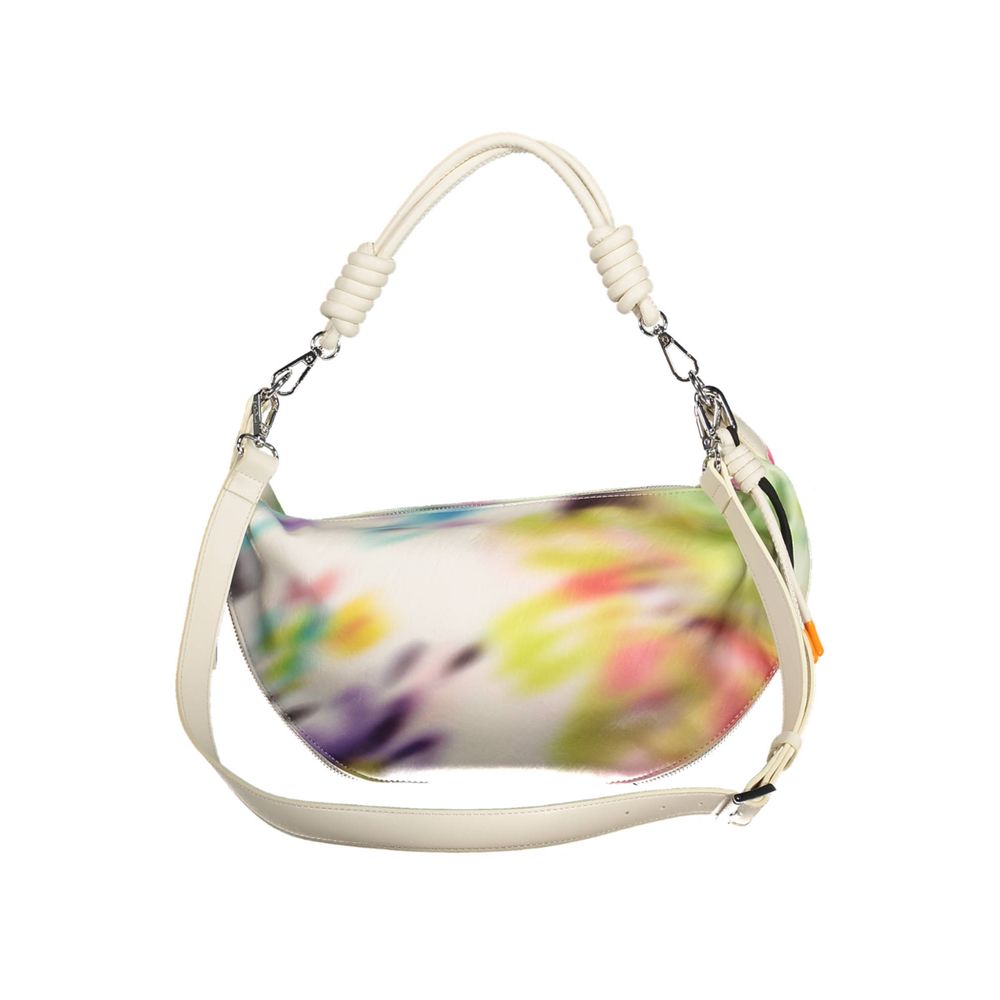 Desigual Chic White Expandable Handbag with Contrasting Accents