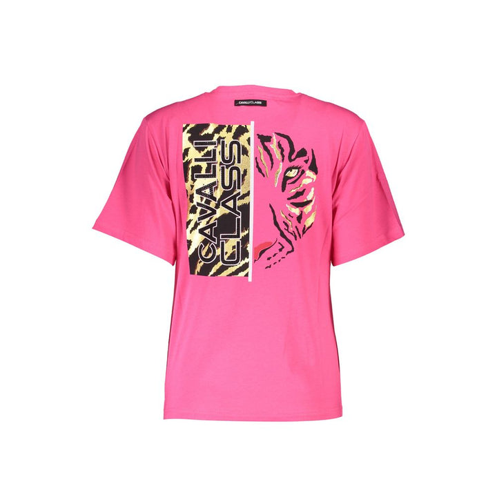 Cavalli Class Chic Pink Slim Fit Logo Tee