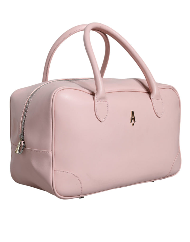 Aniye By Pink Leather Logo Top Handle Duffel Handbag Women Bag